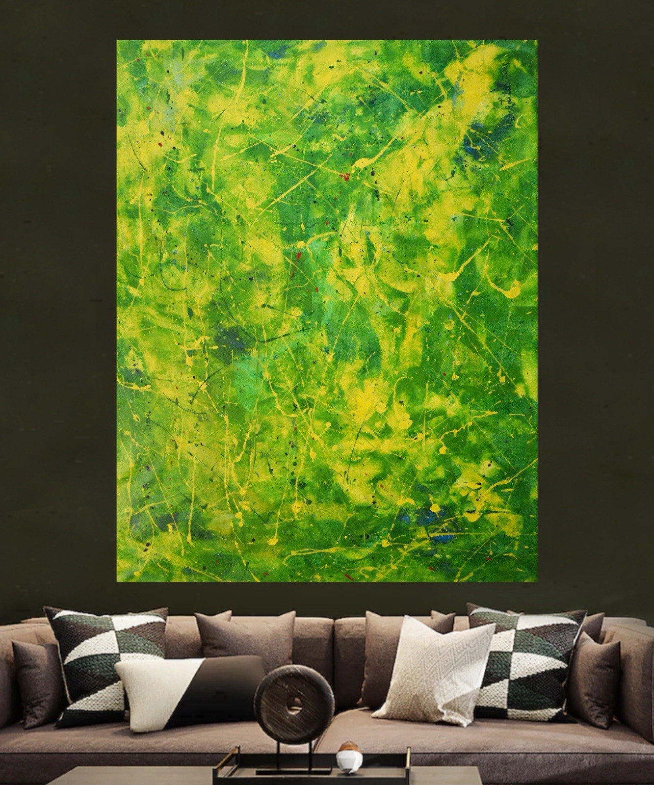 Jackson Pollock Style Giant Canvas Painting 81”X62” (6 Foot 9 inch) Abstract XXL