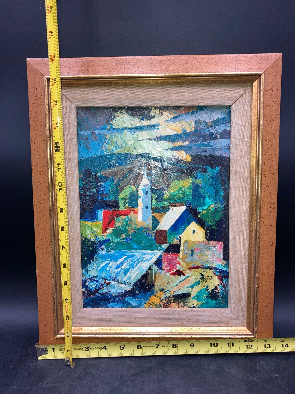 Original Charles Goodhue Signed Coastal Lighthouse Scene Oil Painting