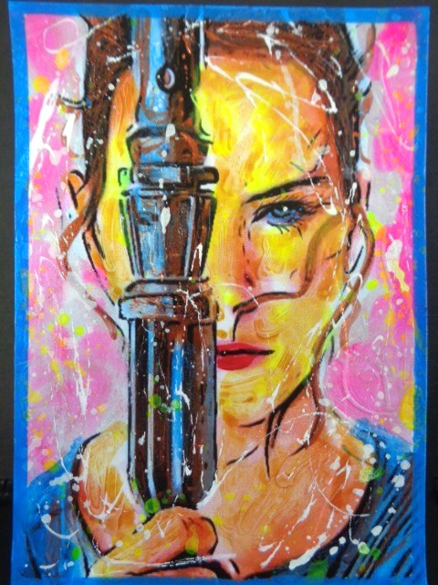 ATC ACEO STAR WARS: REY Abstract Art