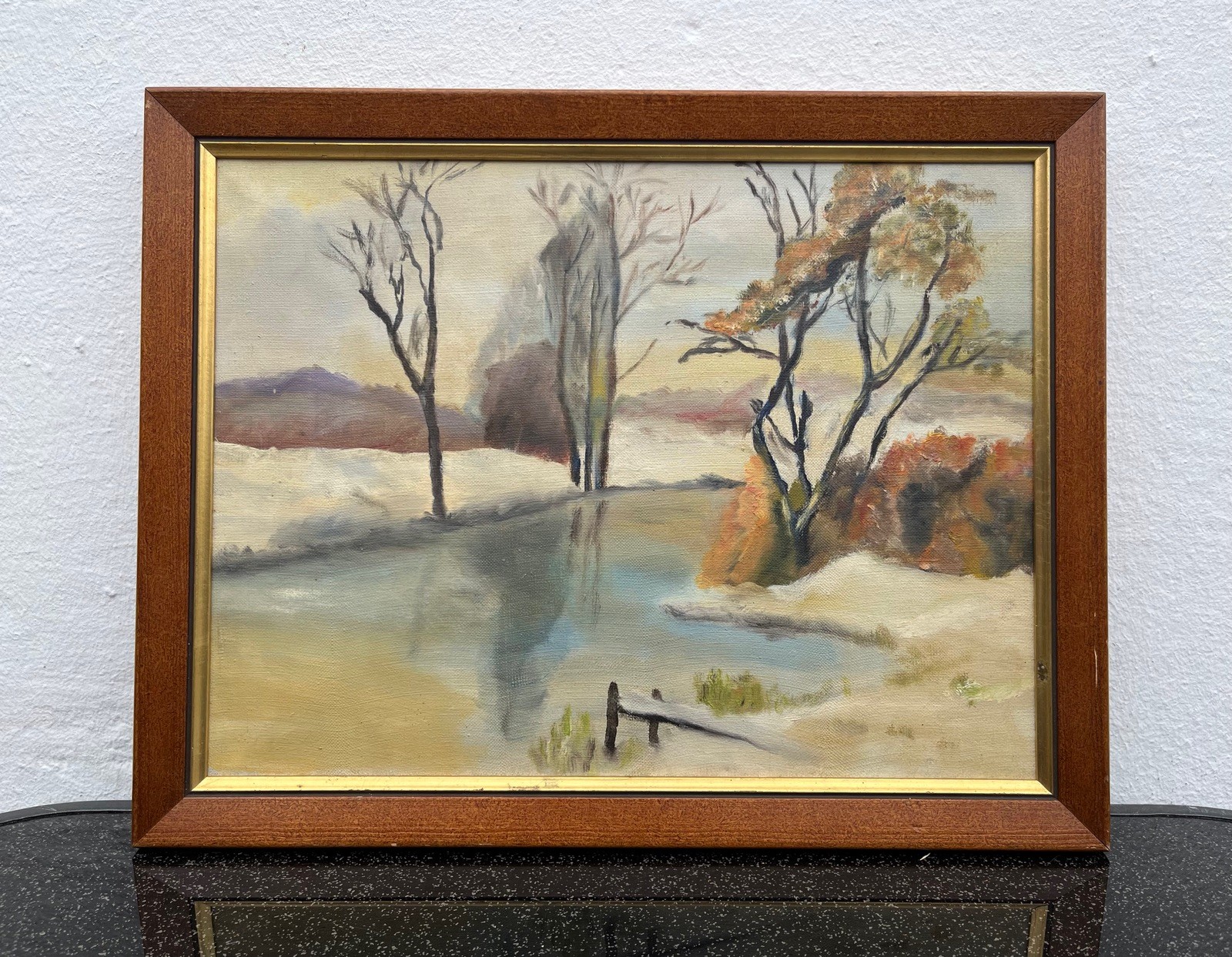 Impressionist Seascape Winter Landscape Oil Painting, Framed, 45×35 cm