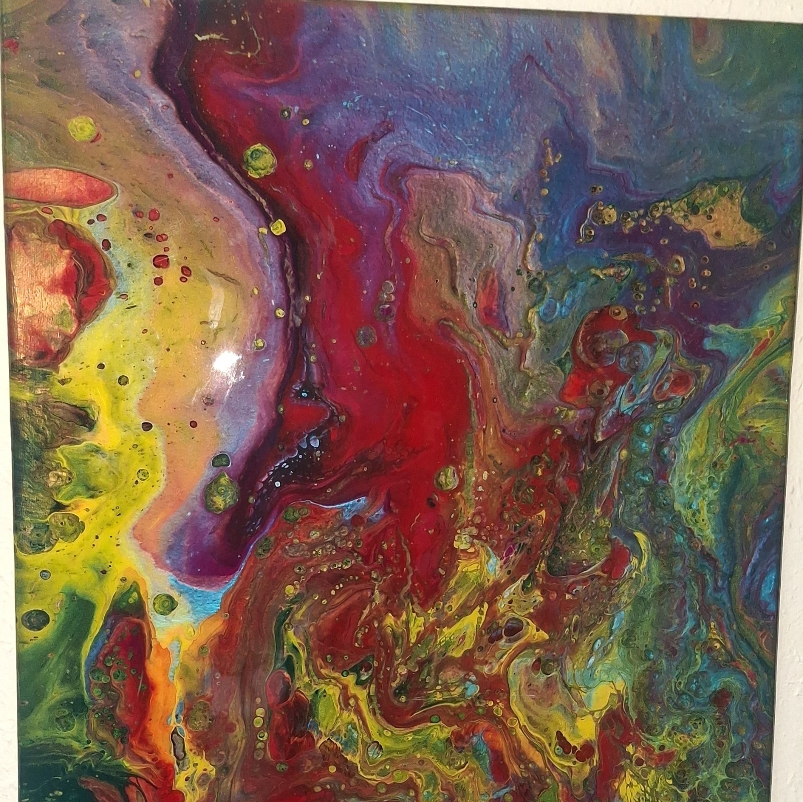 Abstract Multi-Color Fluid Art coping covid pours Canvas Painting