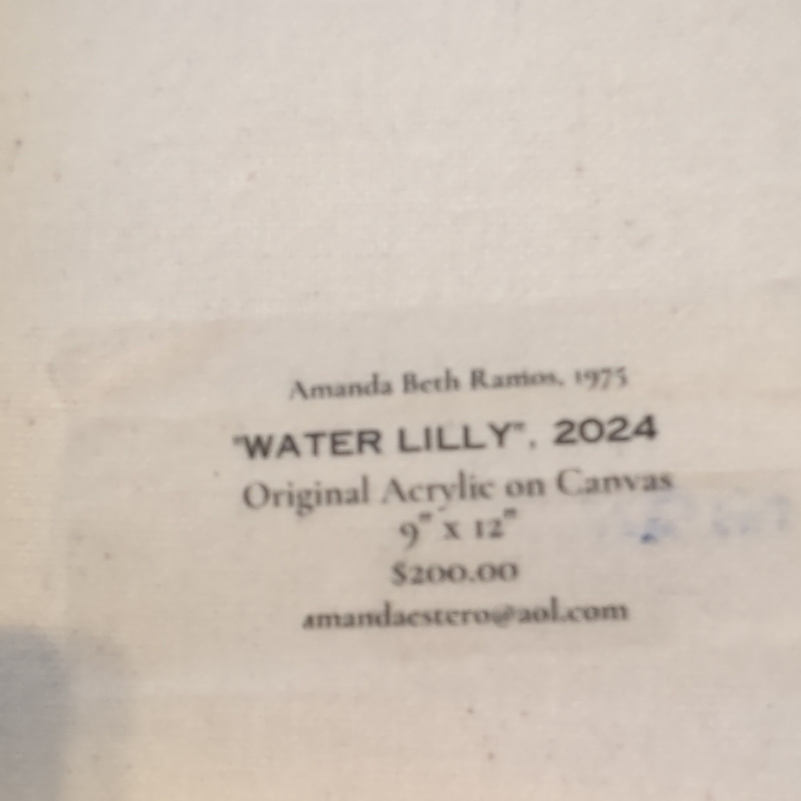 Amanda Beth Ramos «WATER LILLY» Original OOAK Signed Acrylic/Canvas 9×12 2024