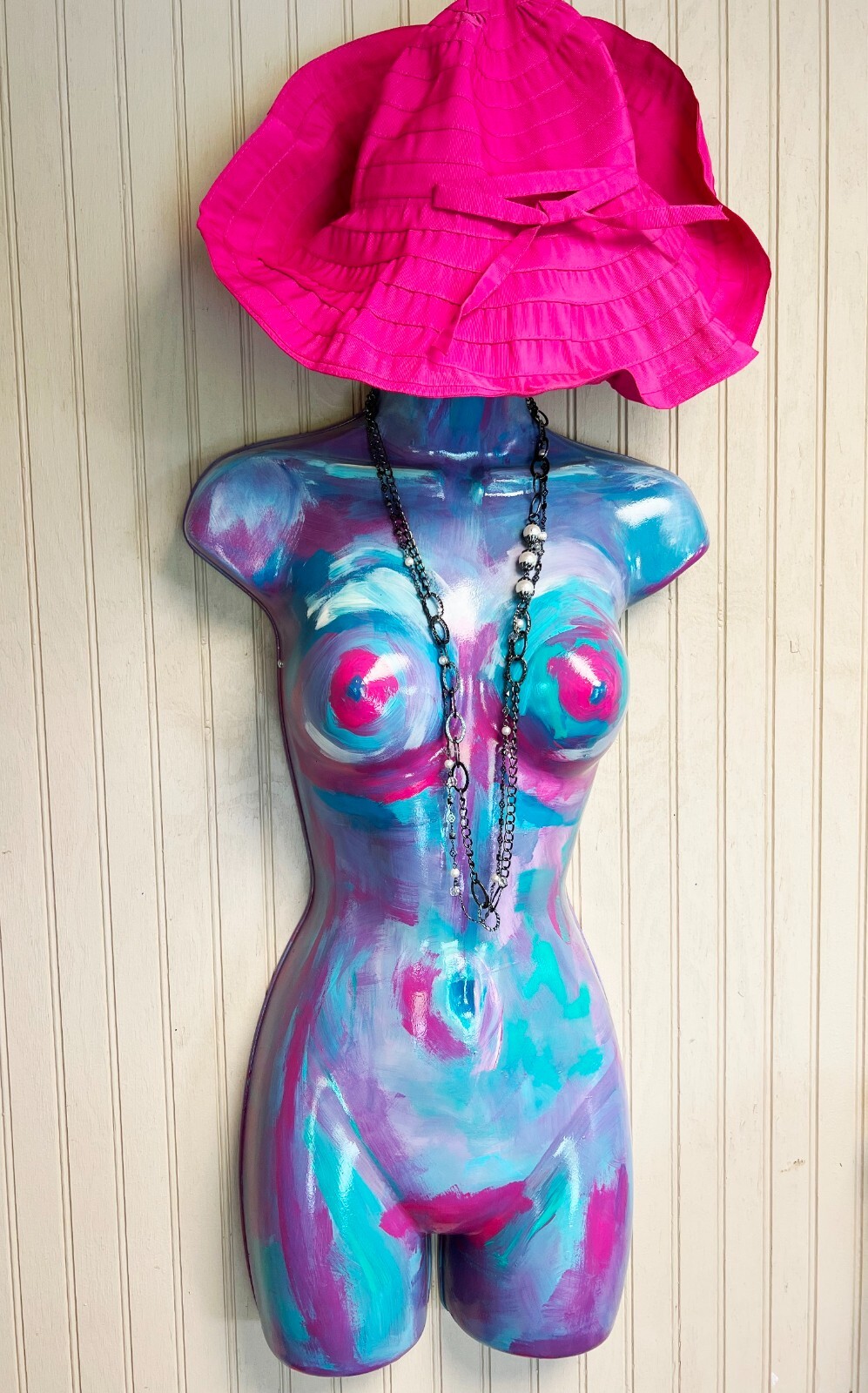 colorful MANNEQUIN colorful 31″ X 16 X 7 SWARTZMILLER DNA SIGNED WALL ART UNIQUE