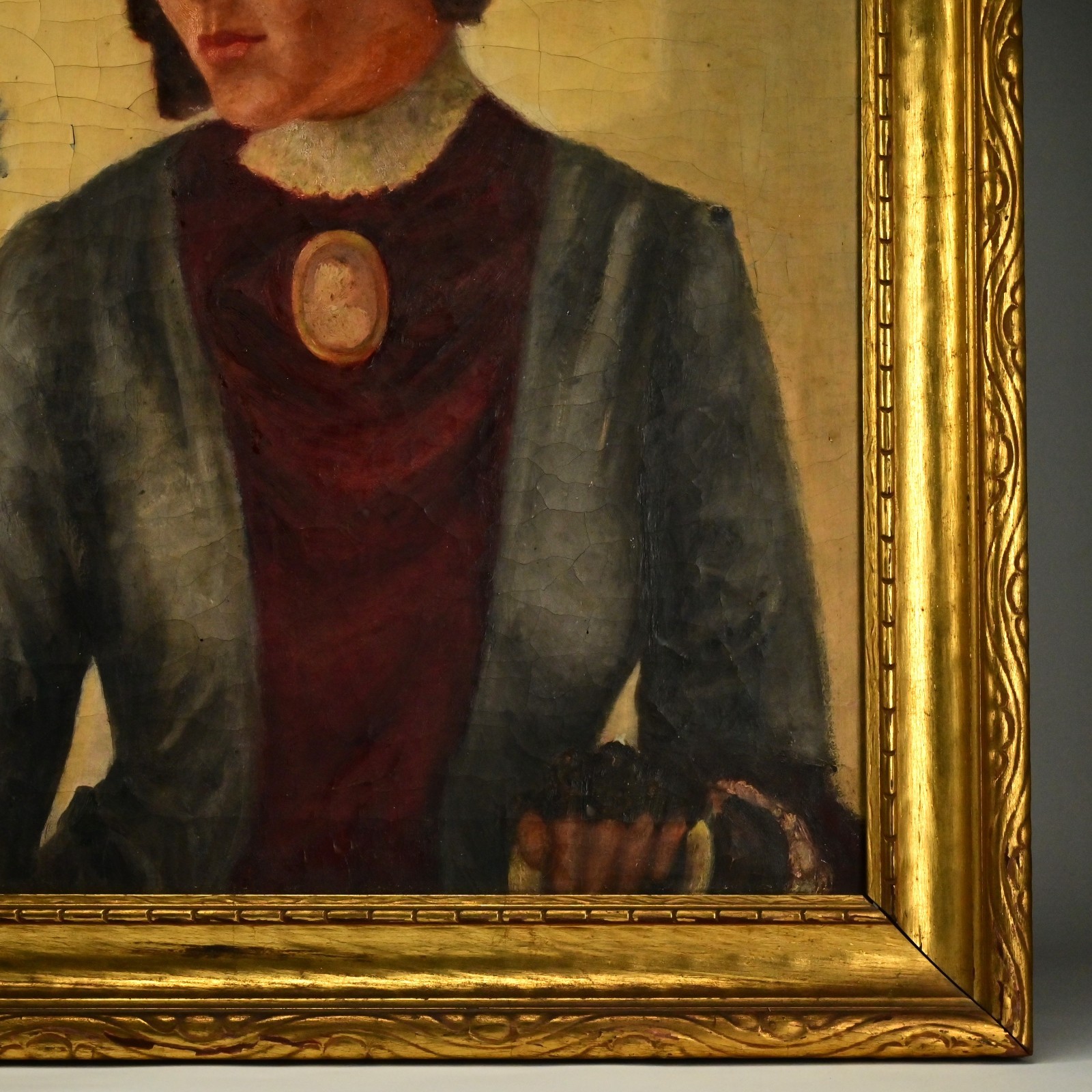 FALCONNET Original Vintage Signed Lady Female Portrait Illustration Oil Painting