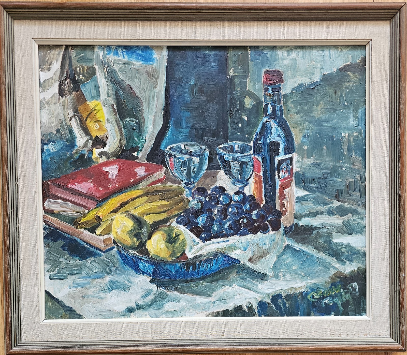 SCANDINAVIAN MODERNIST STILL LIFE OIL PAINTING MID CENTURY ART SIGNED 1959