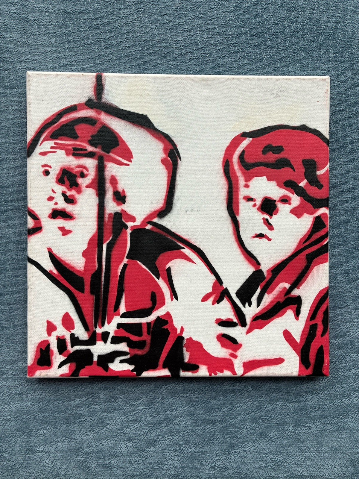 Back to the Future Red And Black Spray Paint Art On Canvas