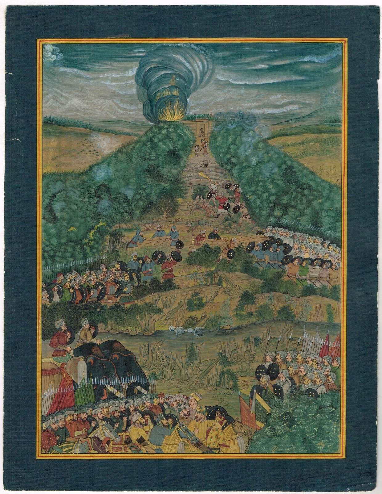 Mughal Painting Of Mughal Safavid War Specifically The Siege Of Kandahar10X12.5″