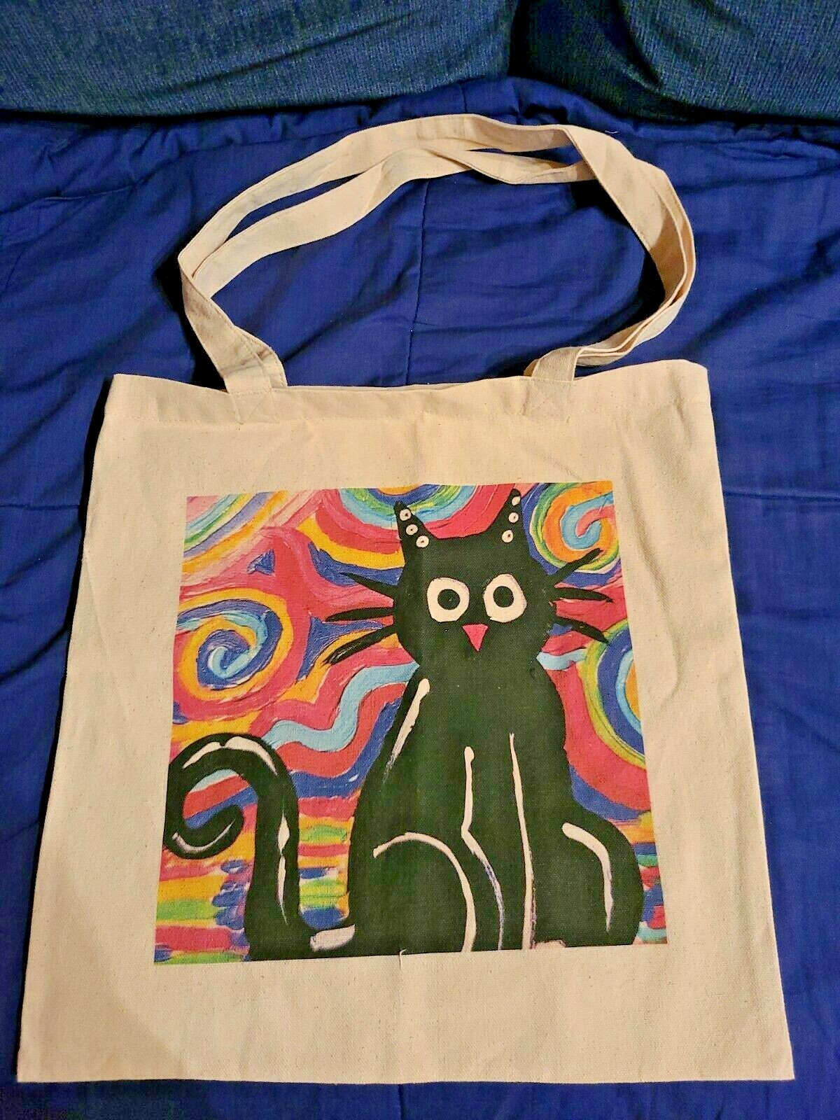 NEW NOT ACEO CANVAS ABSTRACT CAT TOTE BAG 15×15 » 2000-now