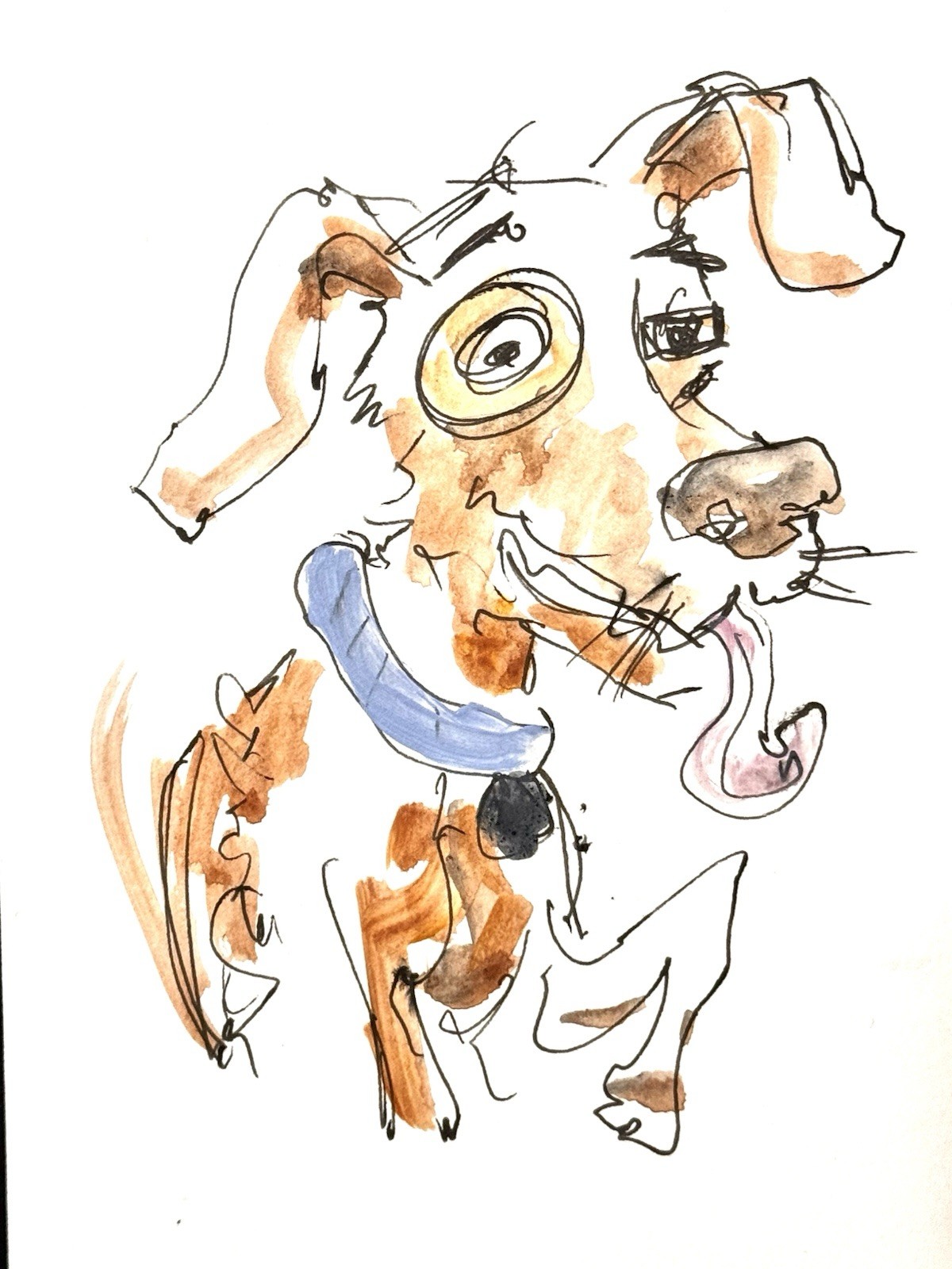 Original Abstract Expressionism 4×6 Dog Comical Small Paper Signed Fine Art 19