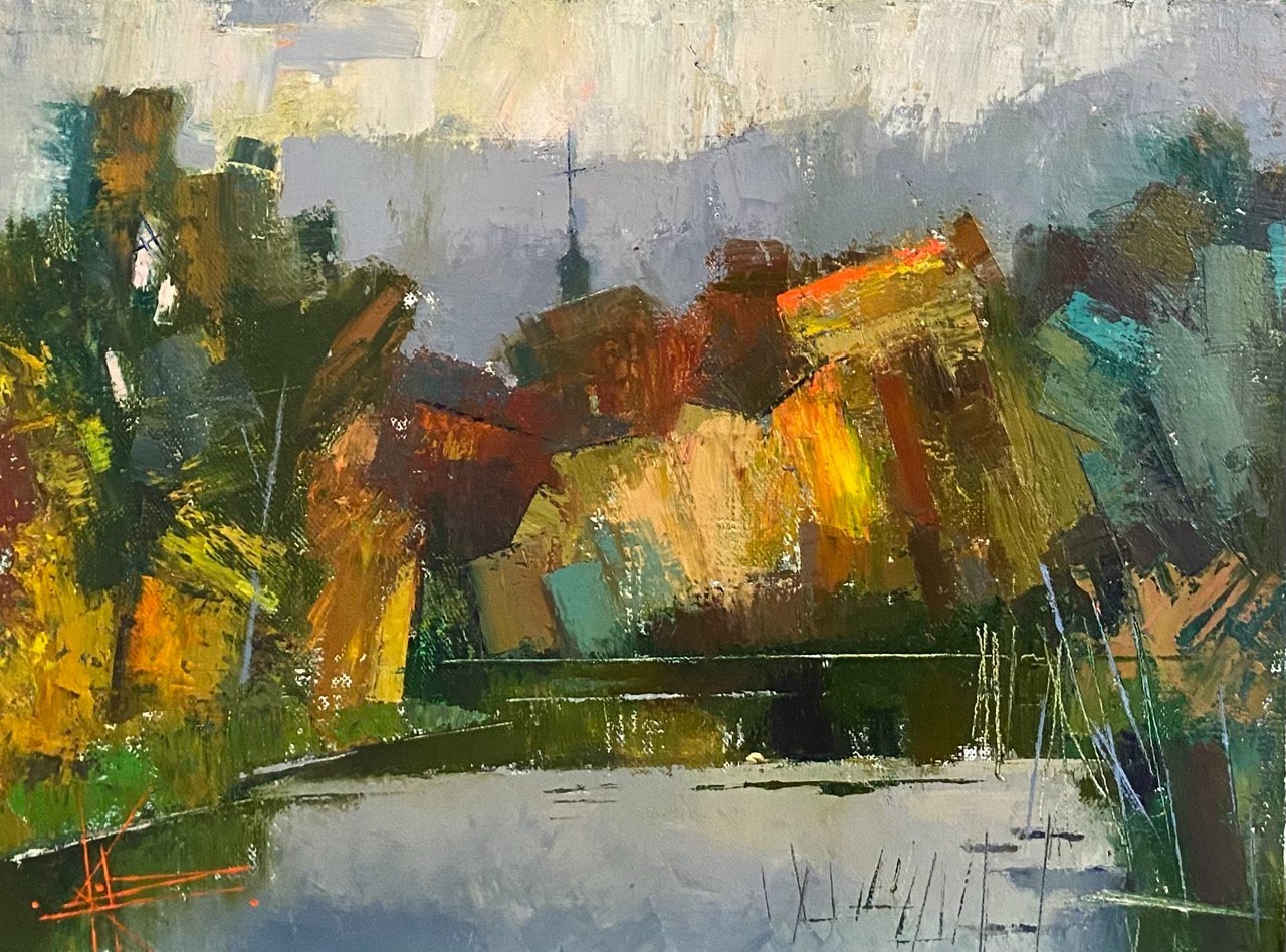 Oil painting Fall Ukrainian painter Canvas Unframed Decor original landscape