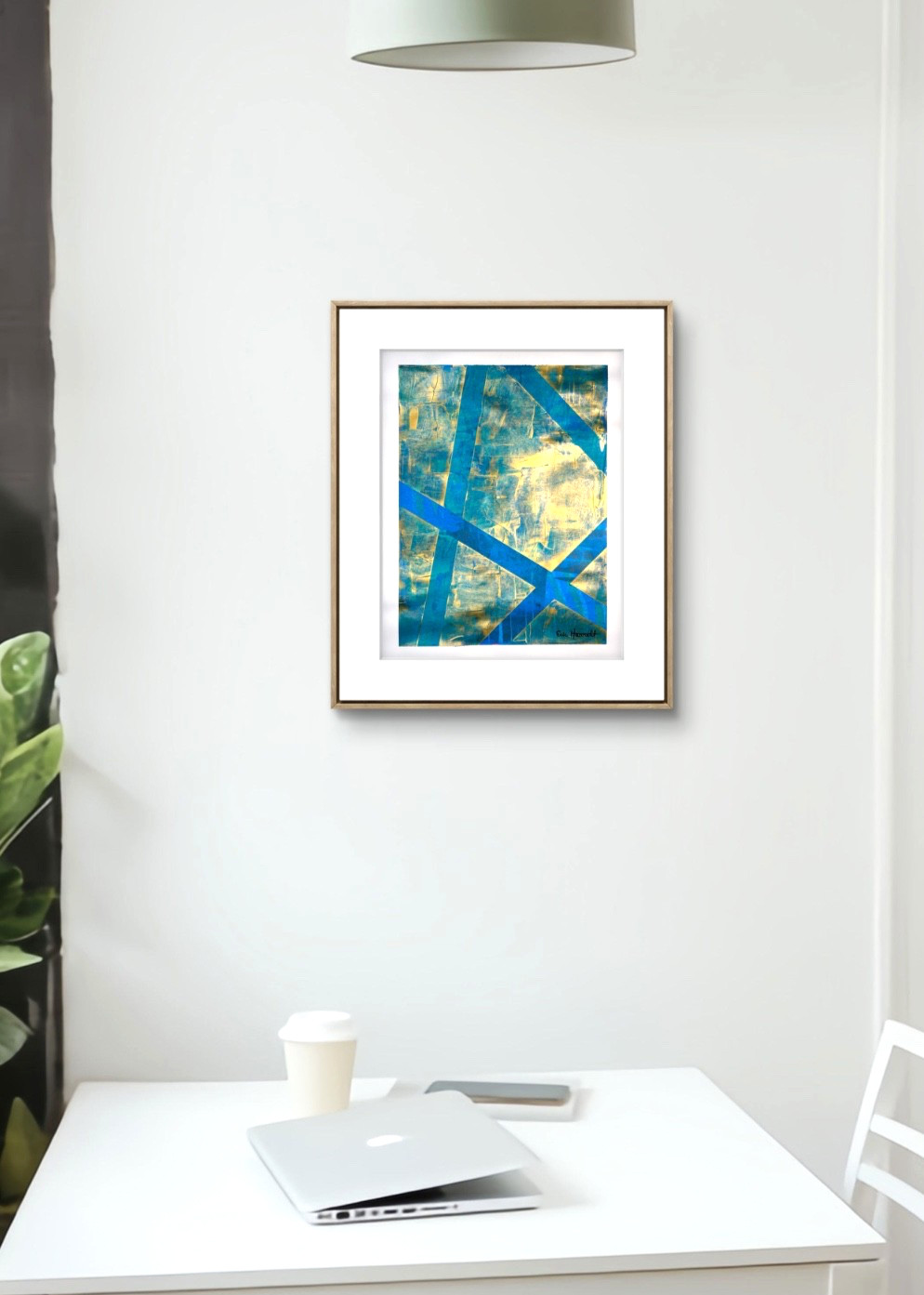 Original Gold Art 14×11 Paper Bold Color Abstract Modern Expressionism Painting