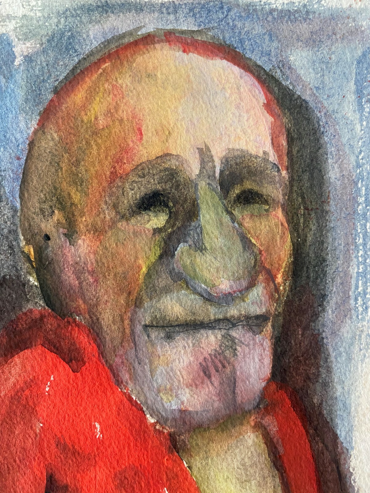 Juan David. Self-Caricature, ca 1978. Mixed media on cardboard. Original art.