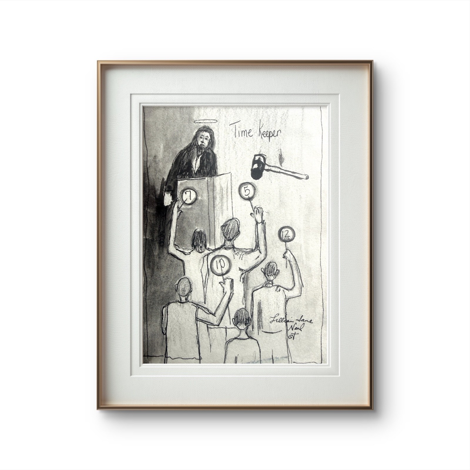 Time Keeper 7″x10″ Original Pencil Drawing Time Keeper God on Paper Art