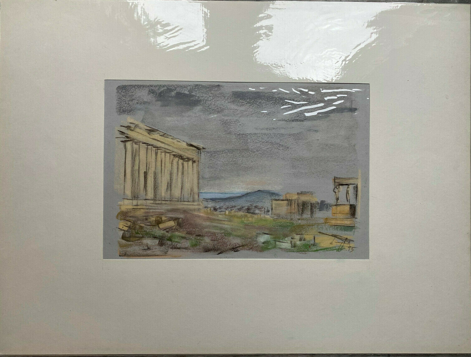 Franz Ehmke *1928 -2018 Greece Athens Acropolis Columns Mountains Signed