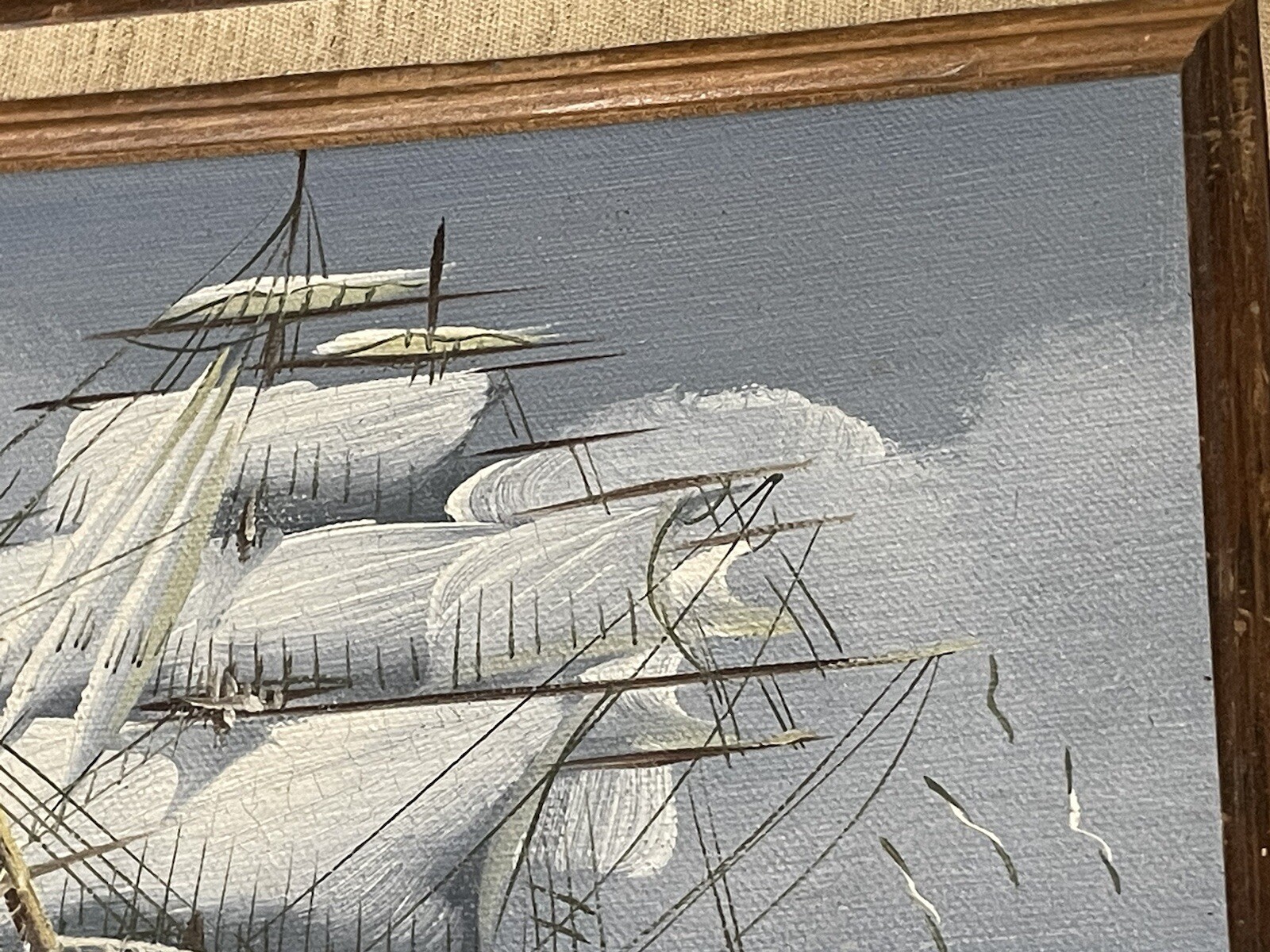 8″x10″ JACKSON Signed Sailing Ship Oil On Canvas on Board in 14.5″x12.5″ Frame