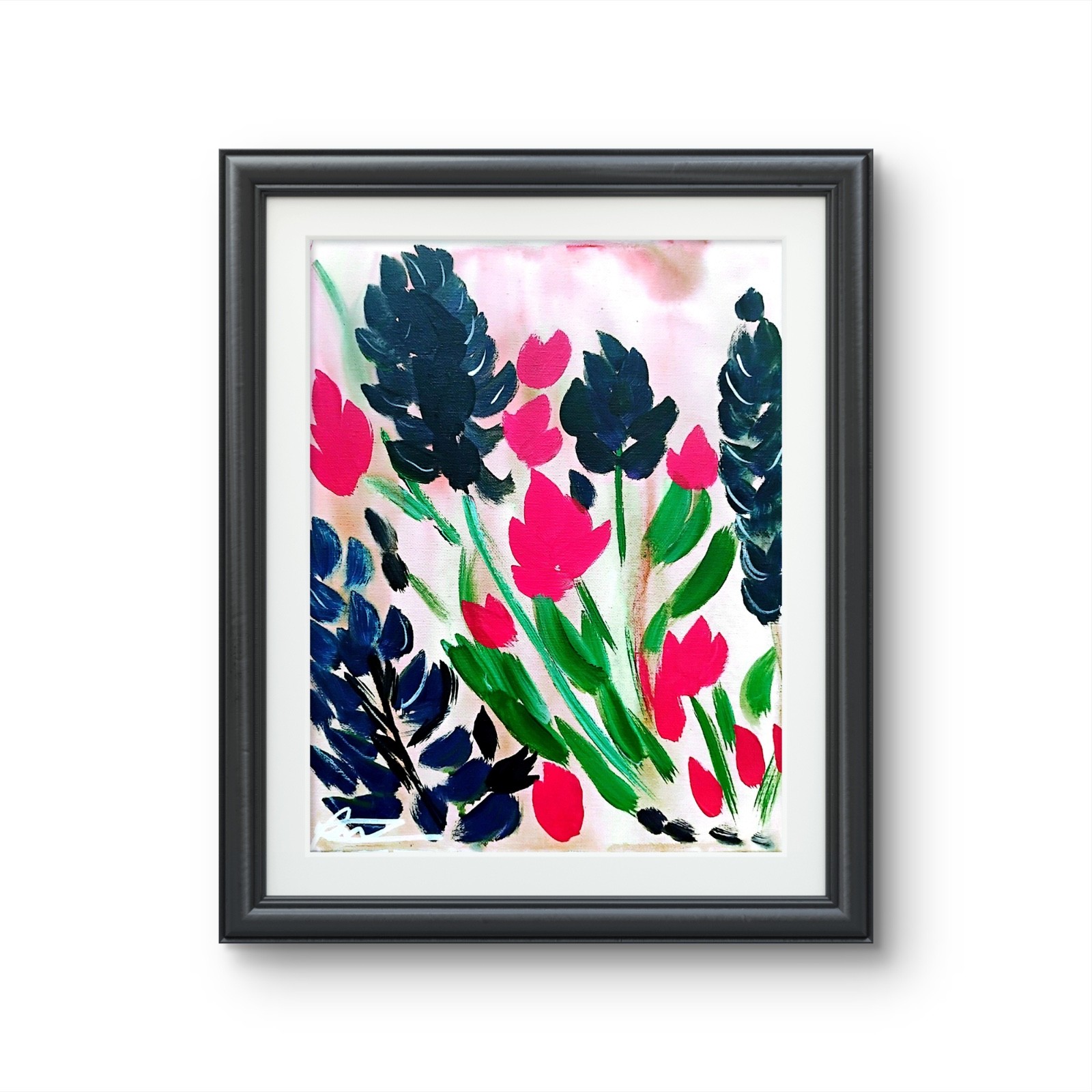 Original art 14 X 11 The Roses CANVAS Colorful Modern Art Acrylic Painting