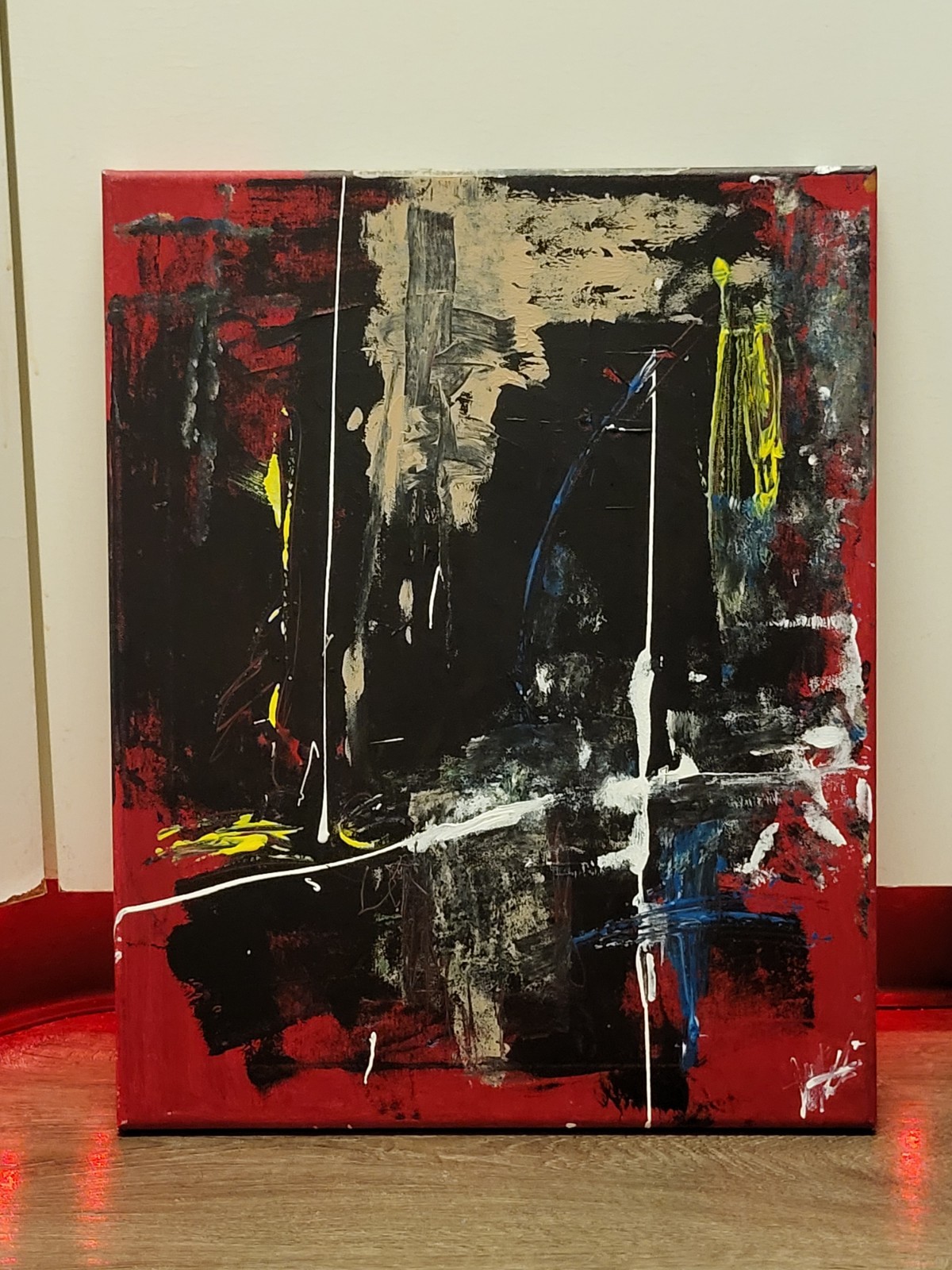 Original Beautiful Abstract Modern Art Piece Red Canvas