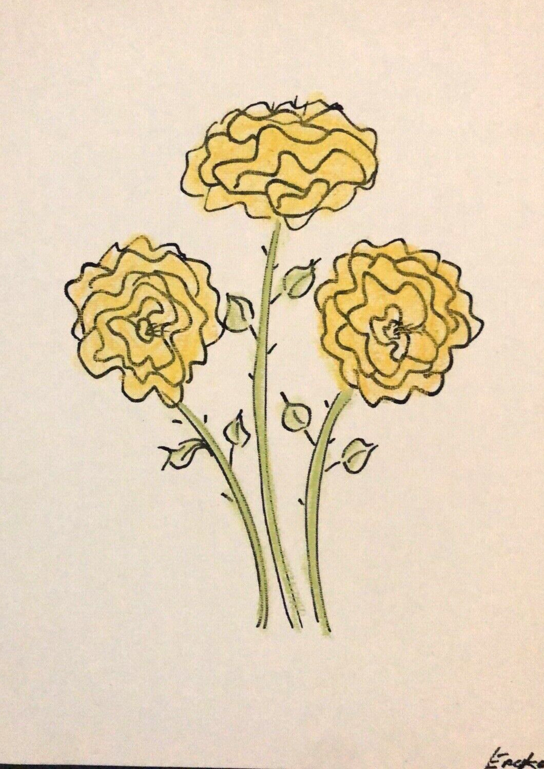 3 YELLOW ROSES PASTEL PAINTING FREE SHIPPING!