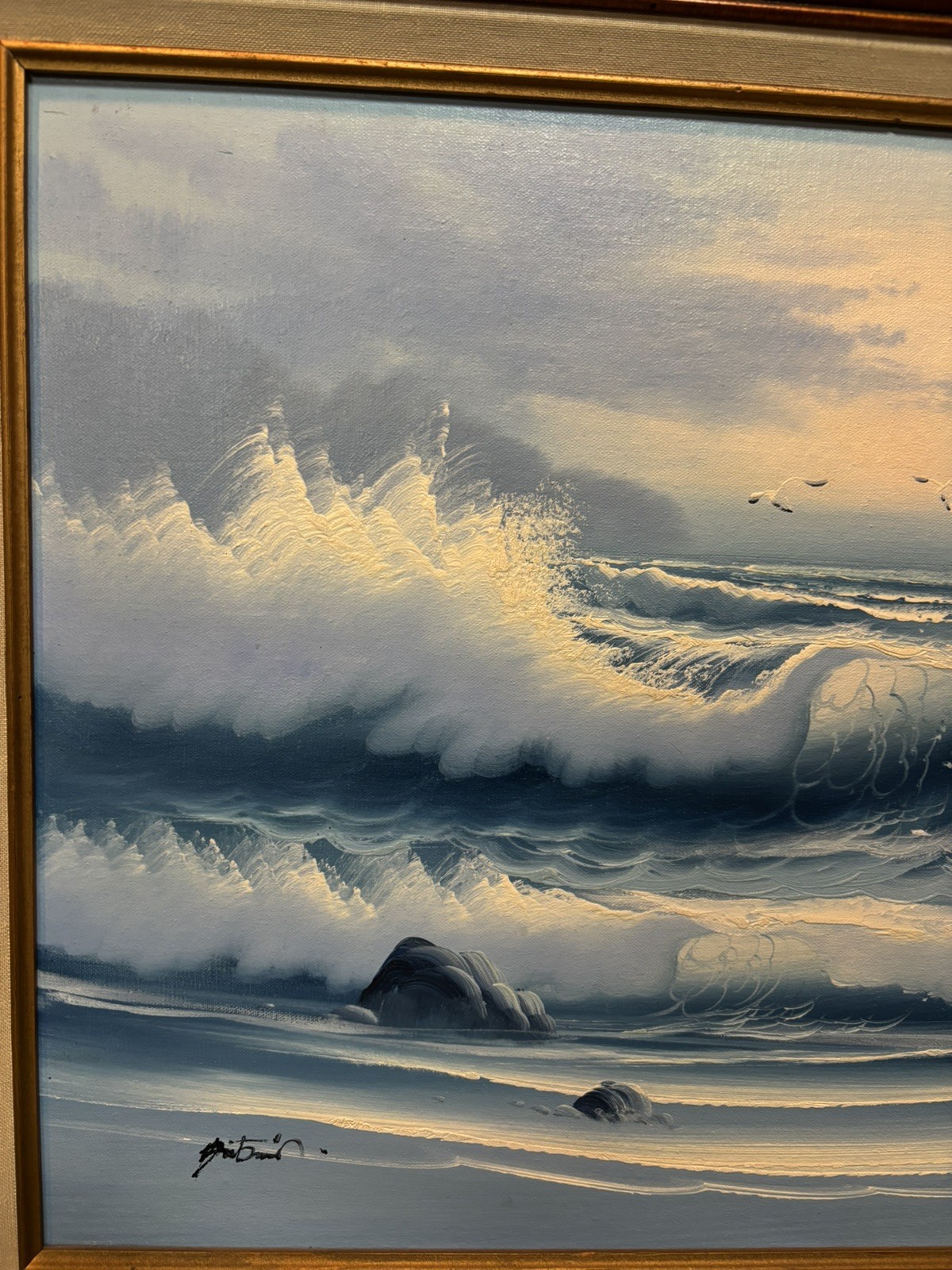 Original John J. Stancin (1916–1988 oil painting on canvas, California Shoreline