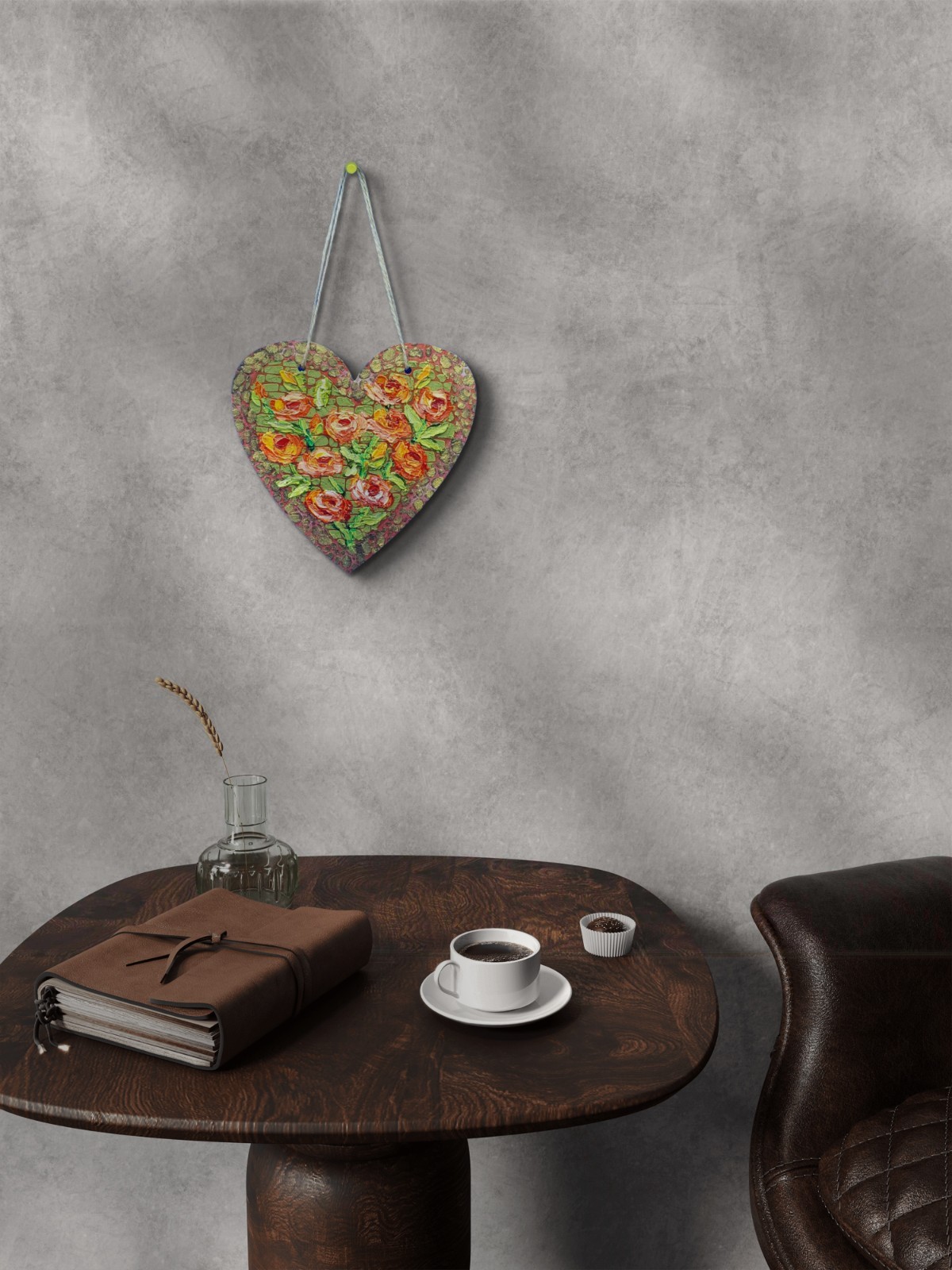 Heart 3D Original Deco Panel Gift for Her Volumetric Painting Wall Art Handmade
