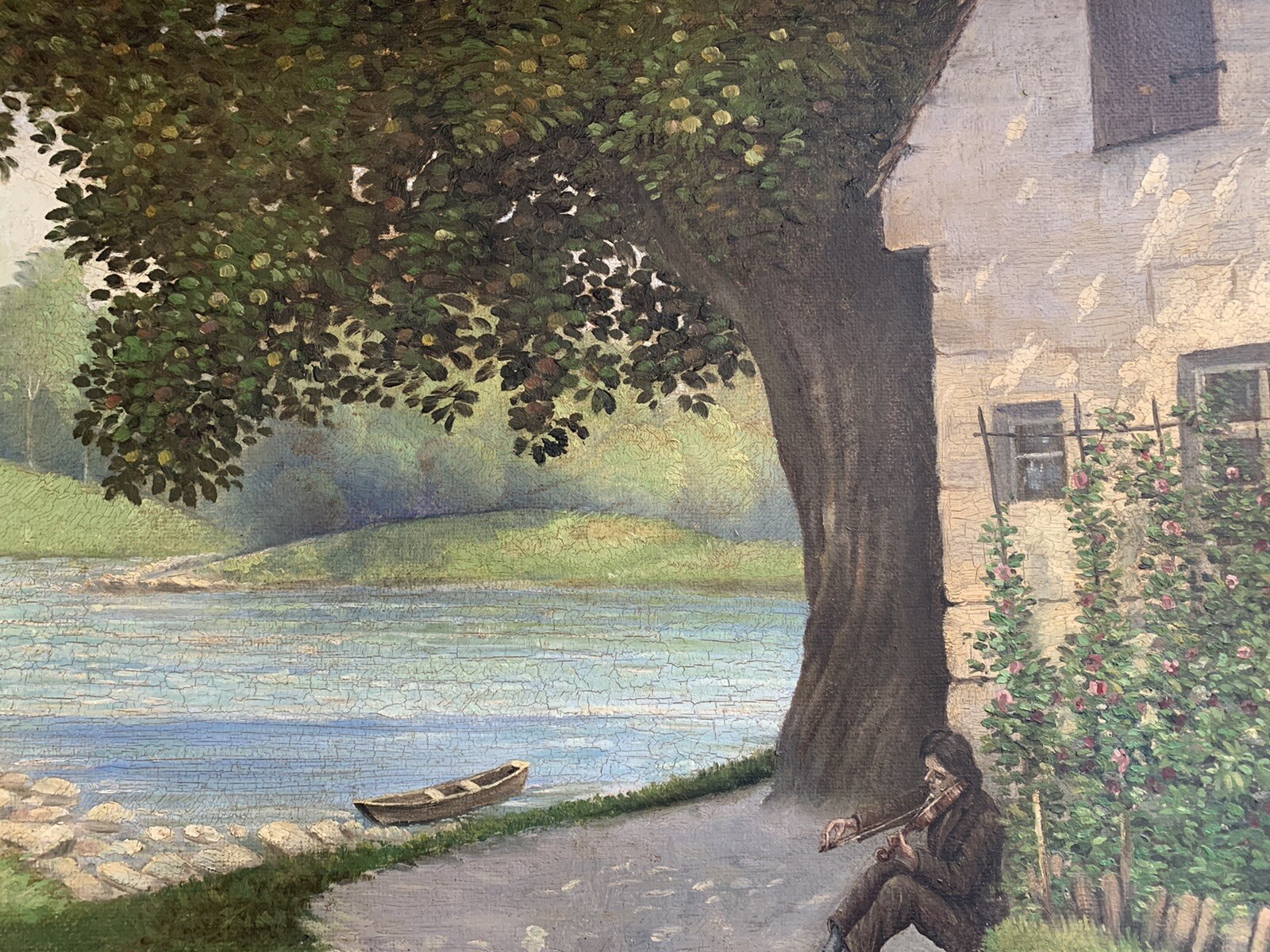 Symbolist Impressionist Original Painting Landscape French School Art Violinist