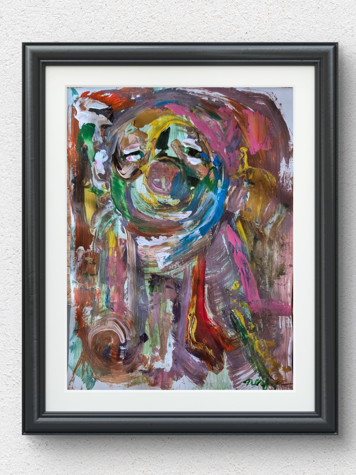 Original Abstract Animal Colorful 11×14 Acrylic Expressionist Home Decor P131