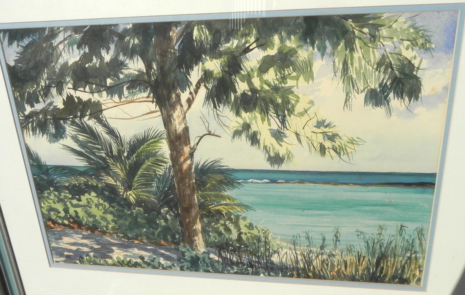 Walter Cole 1881-1965 Florida art watercolor painting shore scene St. Augustine