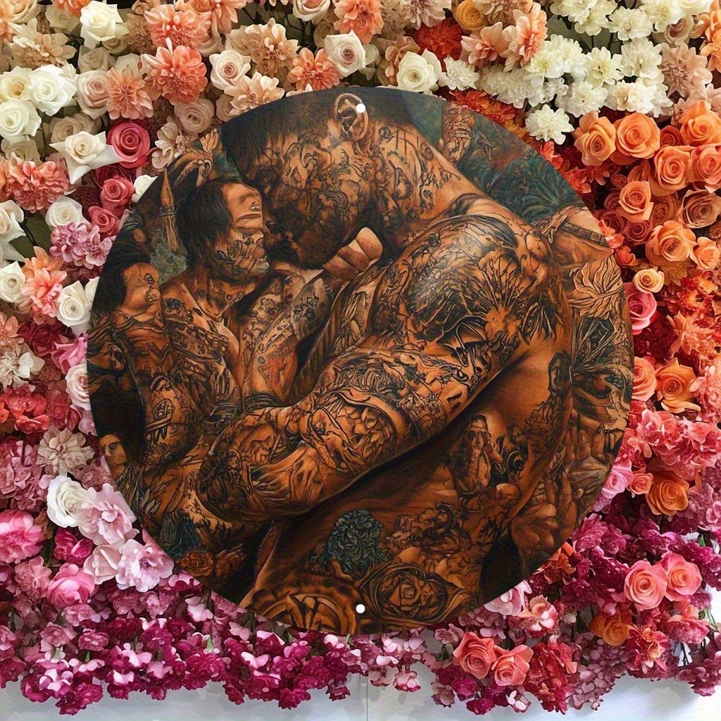 8″ Mysterious Tattoo Round Aluminum Art – Art Nouveau Home Decor