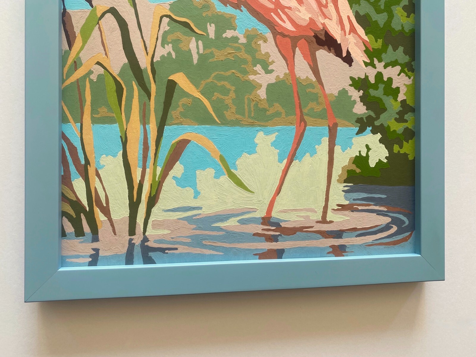 RARE VINTAGE 1950’S ART DECO PAINT BY NUMBER » FLAMINGO » CUSTOM FRAMED PAINTING