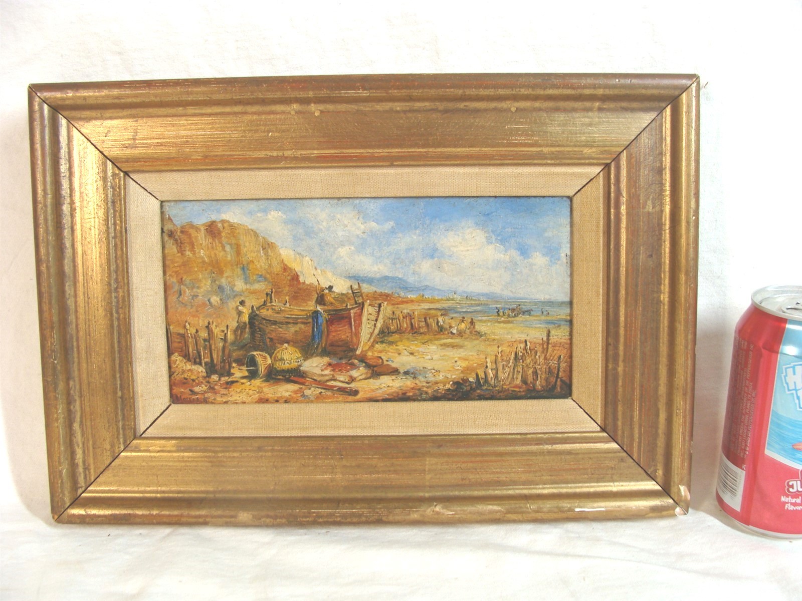 Antique 1964 Morris Orientalist Desert Seascape Boat O/CPainting