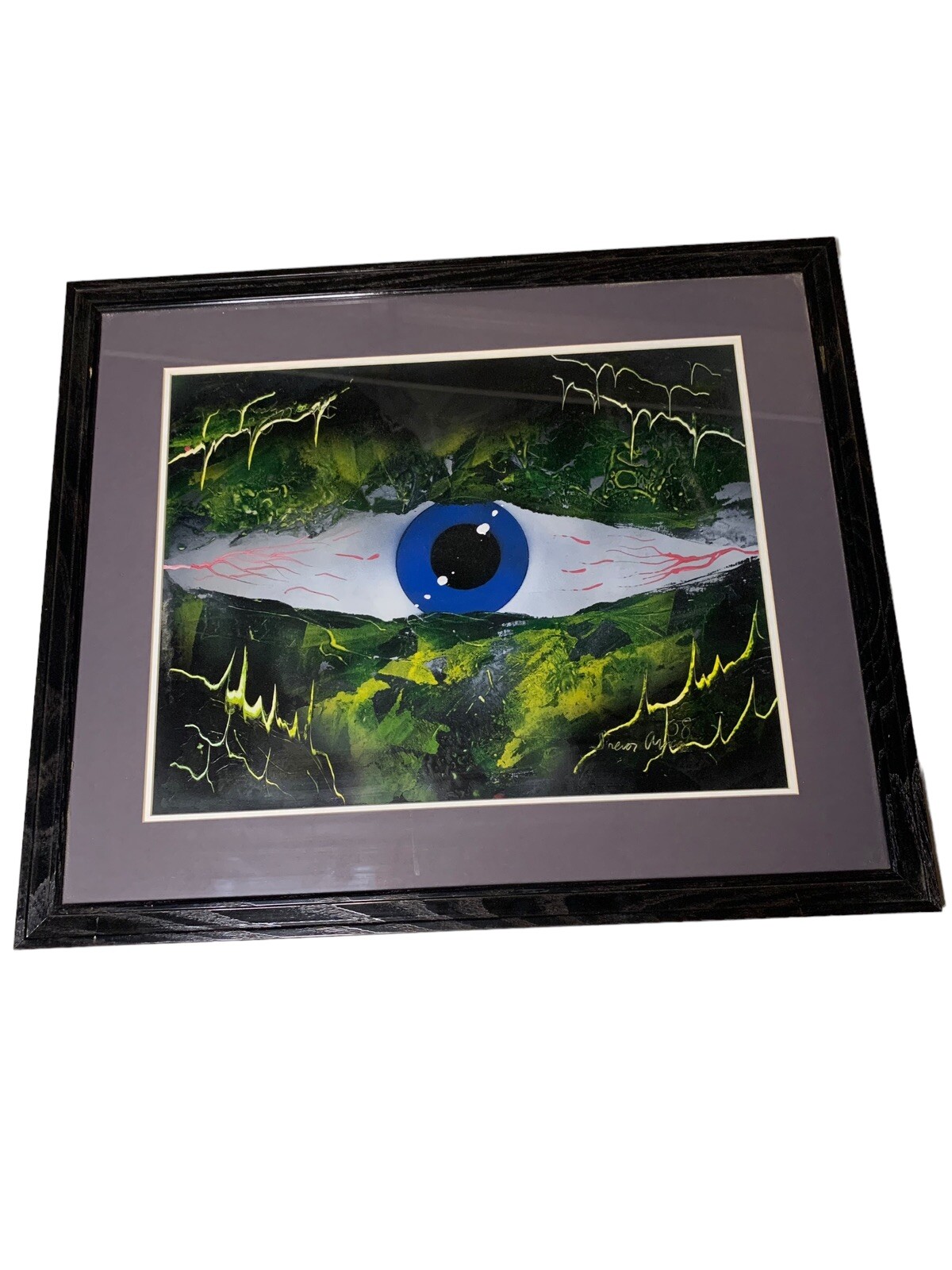 Custom Framed, Unique Original Eye Painting Art, 24 5/8 x 20 5/8 d