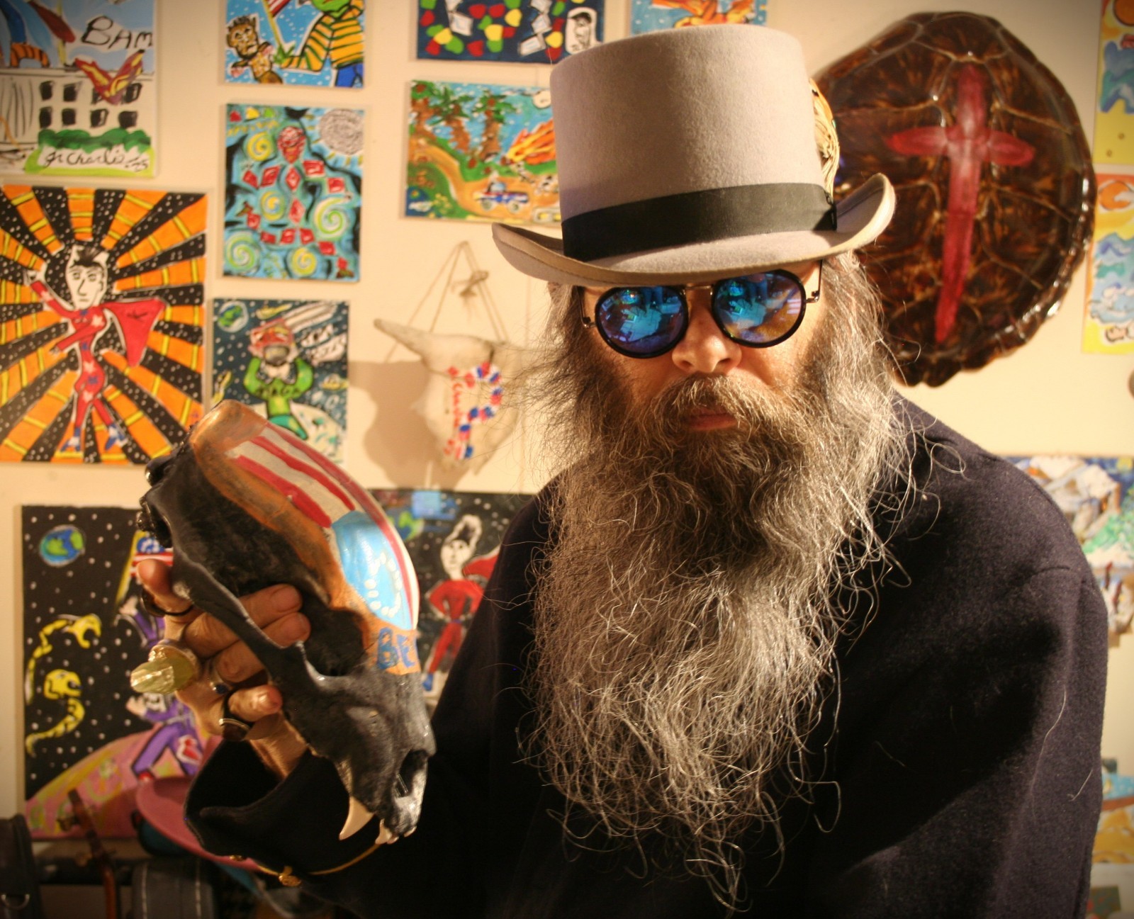 AMERICAN PATRIOT FRANKENSTEIN WEREWOLF BAT OUTSIDER ART JR CHARLIE FAST FOLK POP