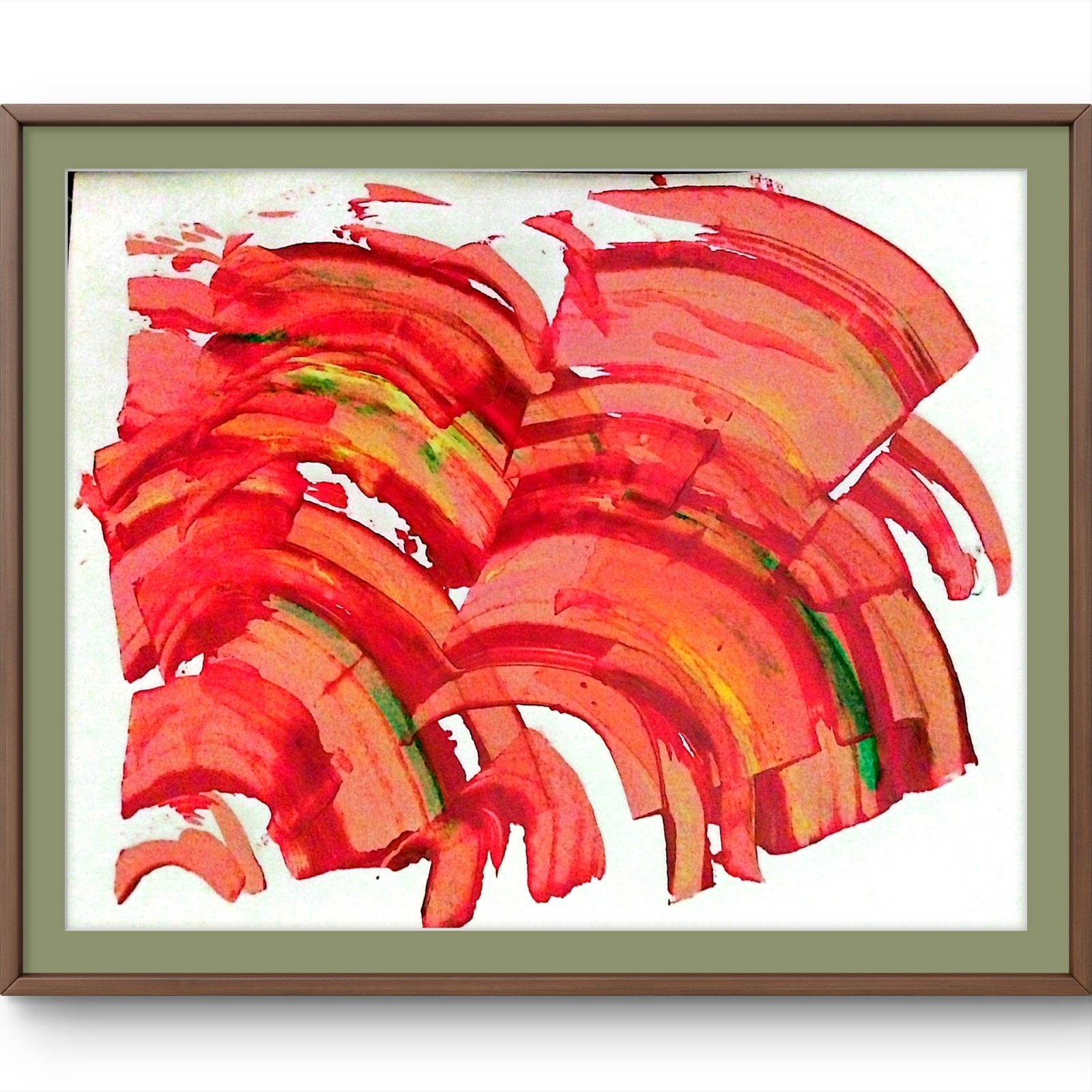 Orange Curves Contemporary Abstract Original Paper Wall Art Acrylic 11×14 BACH