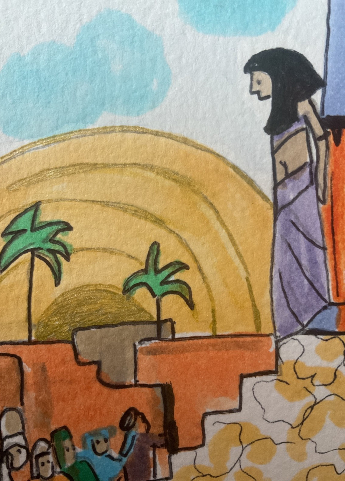 ACEO watercolor art by PJ, art card 2.5 x 3.5: Joseph Egypt second-in-command