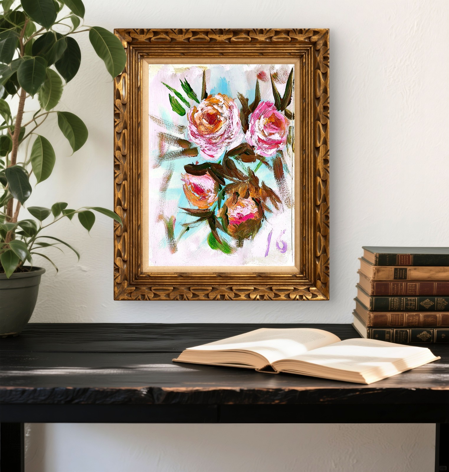 Rose Bloom Study Contemporary Expressionist Original Painting