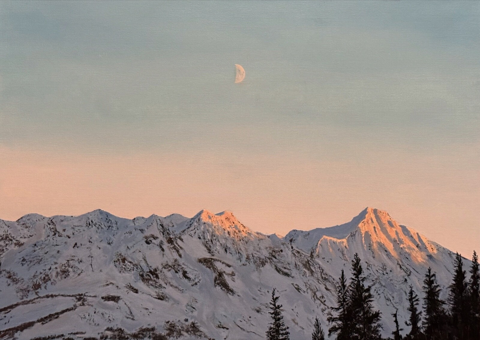 Original artwork of Alaska, Denali. Oil on canvas. Size is 60x45cm. For sale.