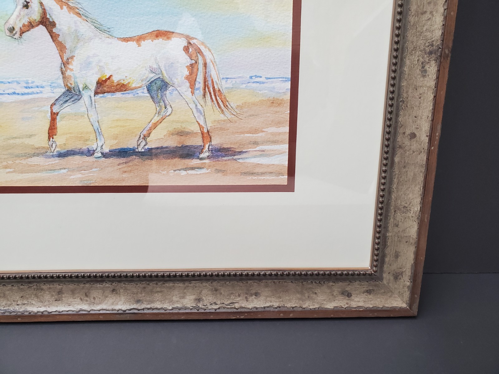 Kenneth J Hurley Original 2015 Horse Watercolor Painting – Beach Time 13″ X 9″