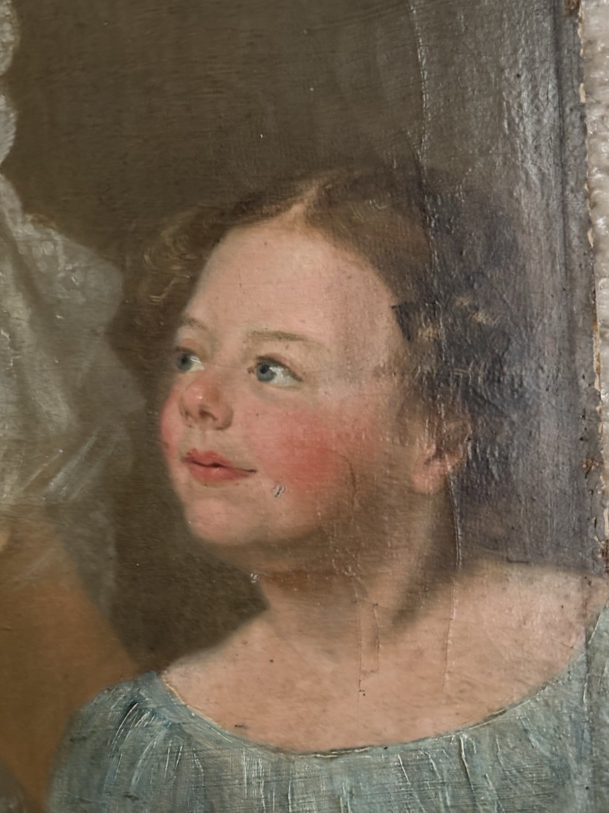 ANTIQUE SITZ ARTIST BRIDE PORTRAIT 1842 Southern Child Added Later OIL PAINTING