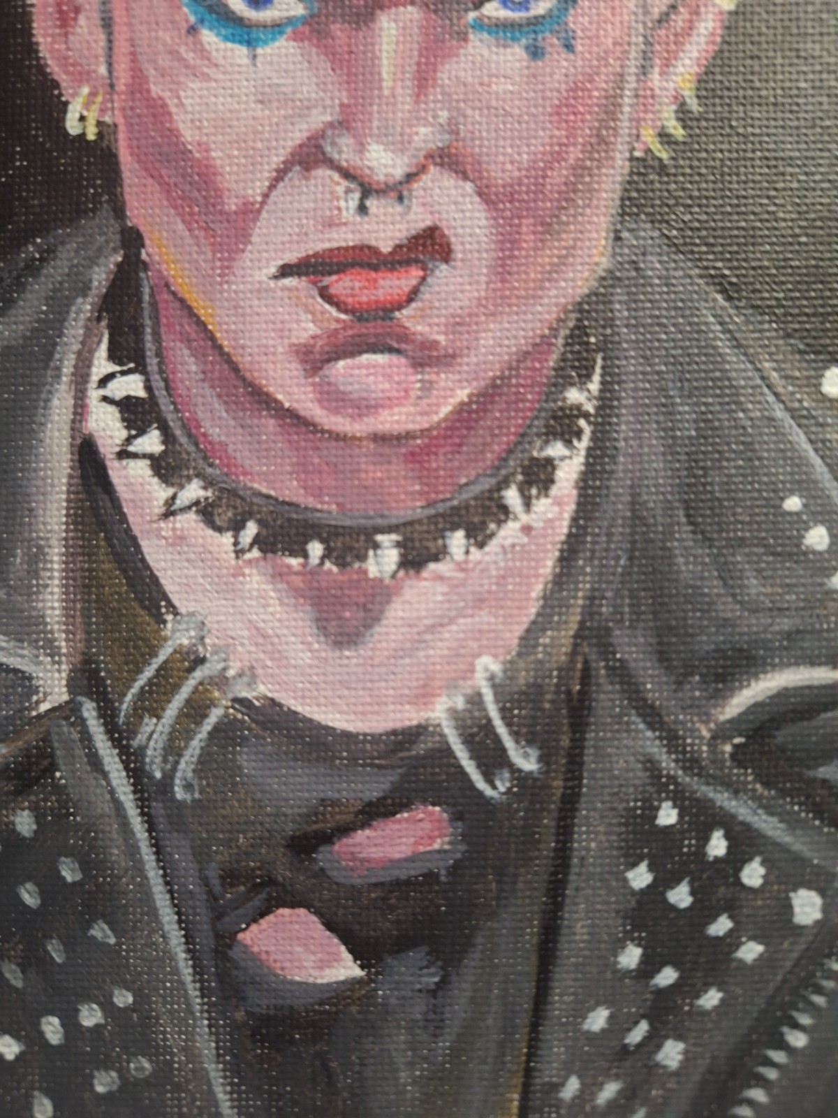 Original Signed 6×9 Punk Portrait Acrylic Painting Bold Impressionist Art