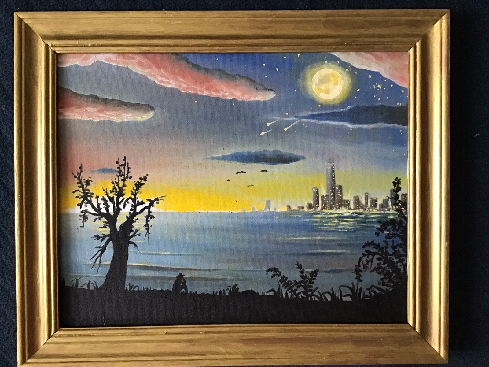 “ Twilight “ In Oil/ Acrylic Painting ,Signed By Charles , 16 1/2 X 13 1/2”