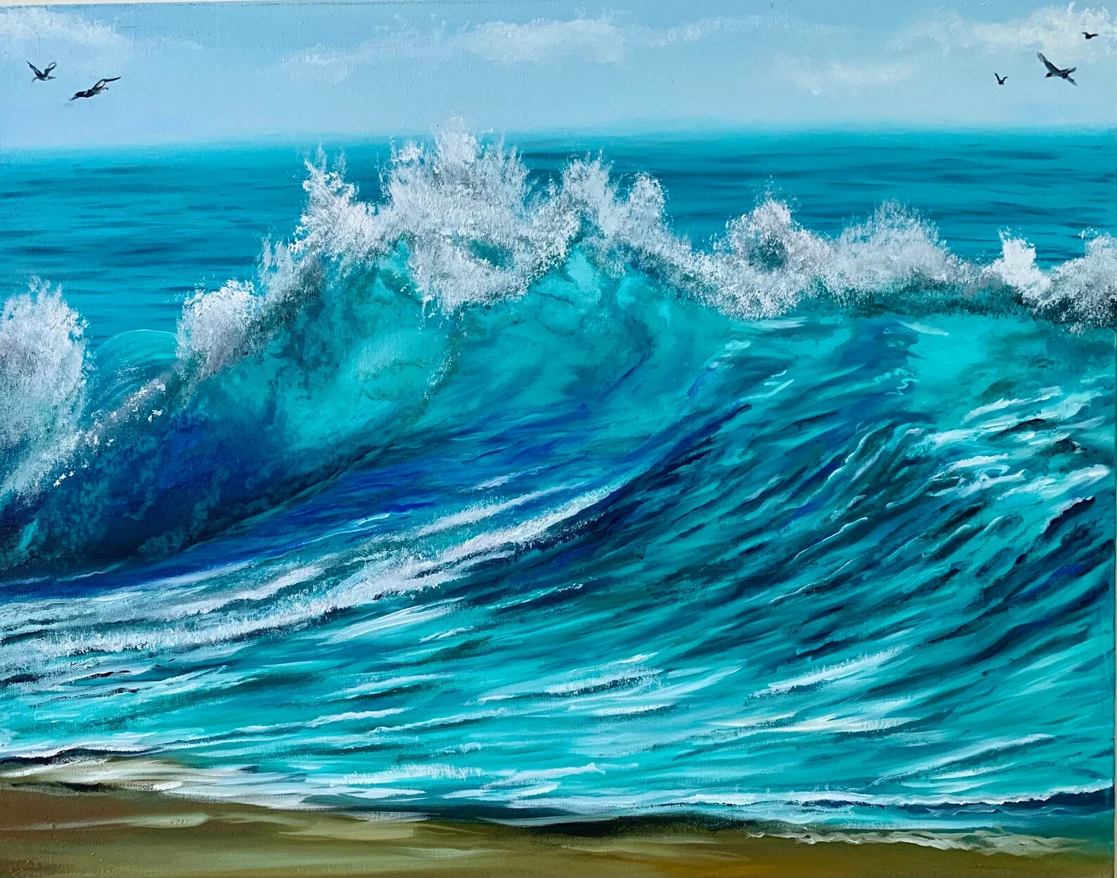 Ocean Wave, Turbulent Sea, Seascape, Oil Painting, 24”x30”, Gallery wrapped