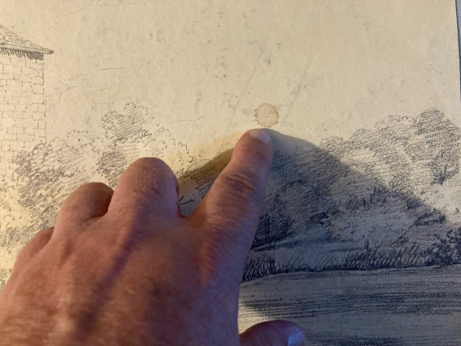 Large Drawing Xixth 1850 Pencil Landscape Home Shaft Forest Old to Identify Art