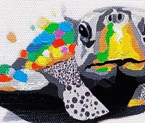 Sea Turtle, 8×10, Hand painted on Giclee Canvas, Canvas-only