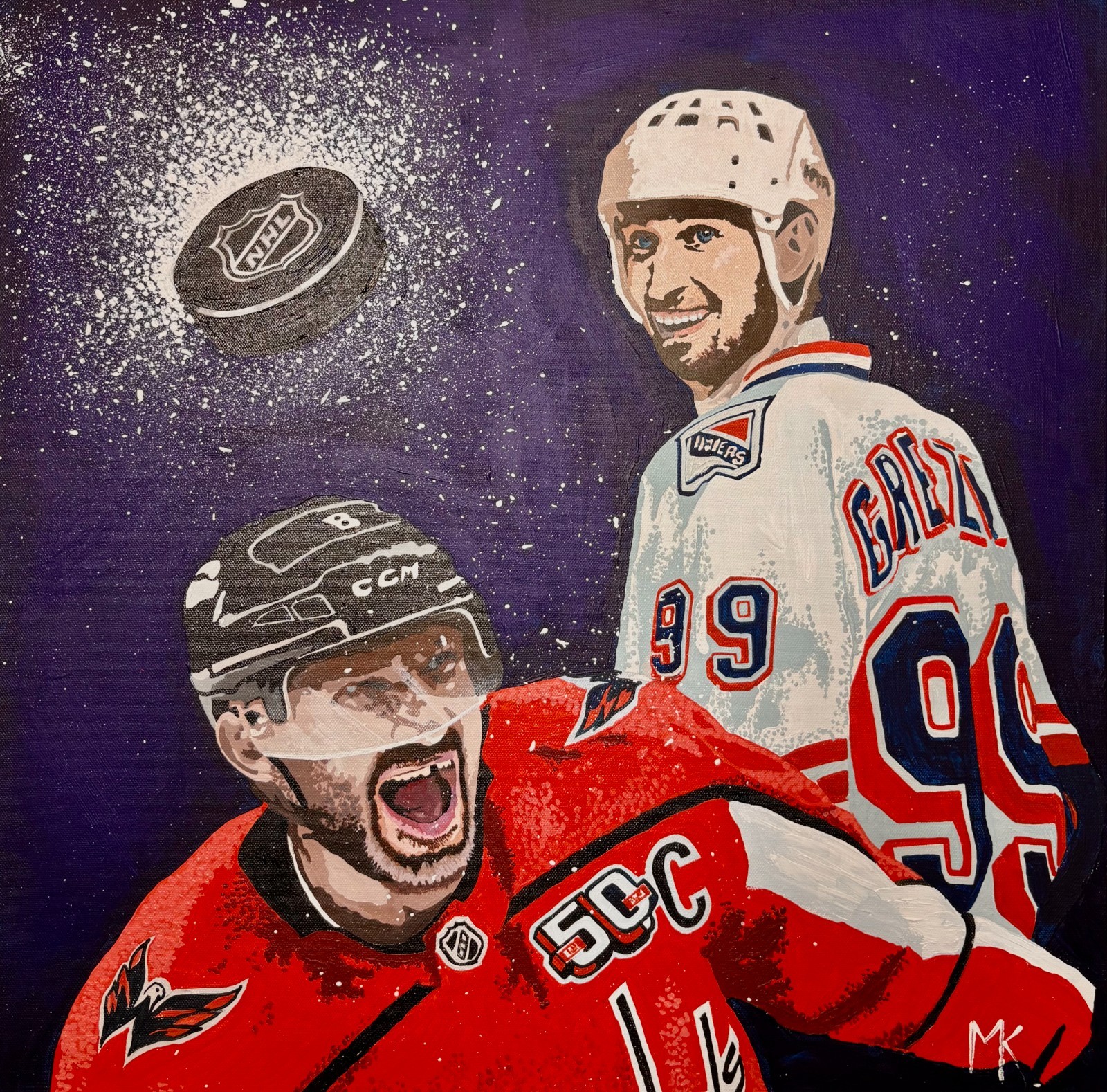 Art Painting Alex Ovechkin and Wayne Gretzky