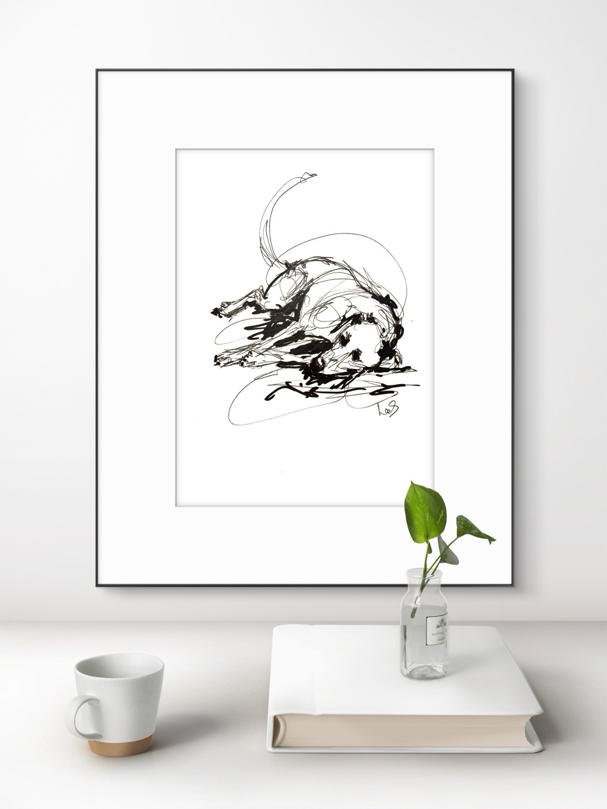 Original Abstract Expressionism 9×12 Dog Paper Handmade Signed Fine Art 20