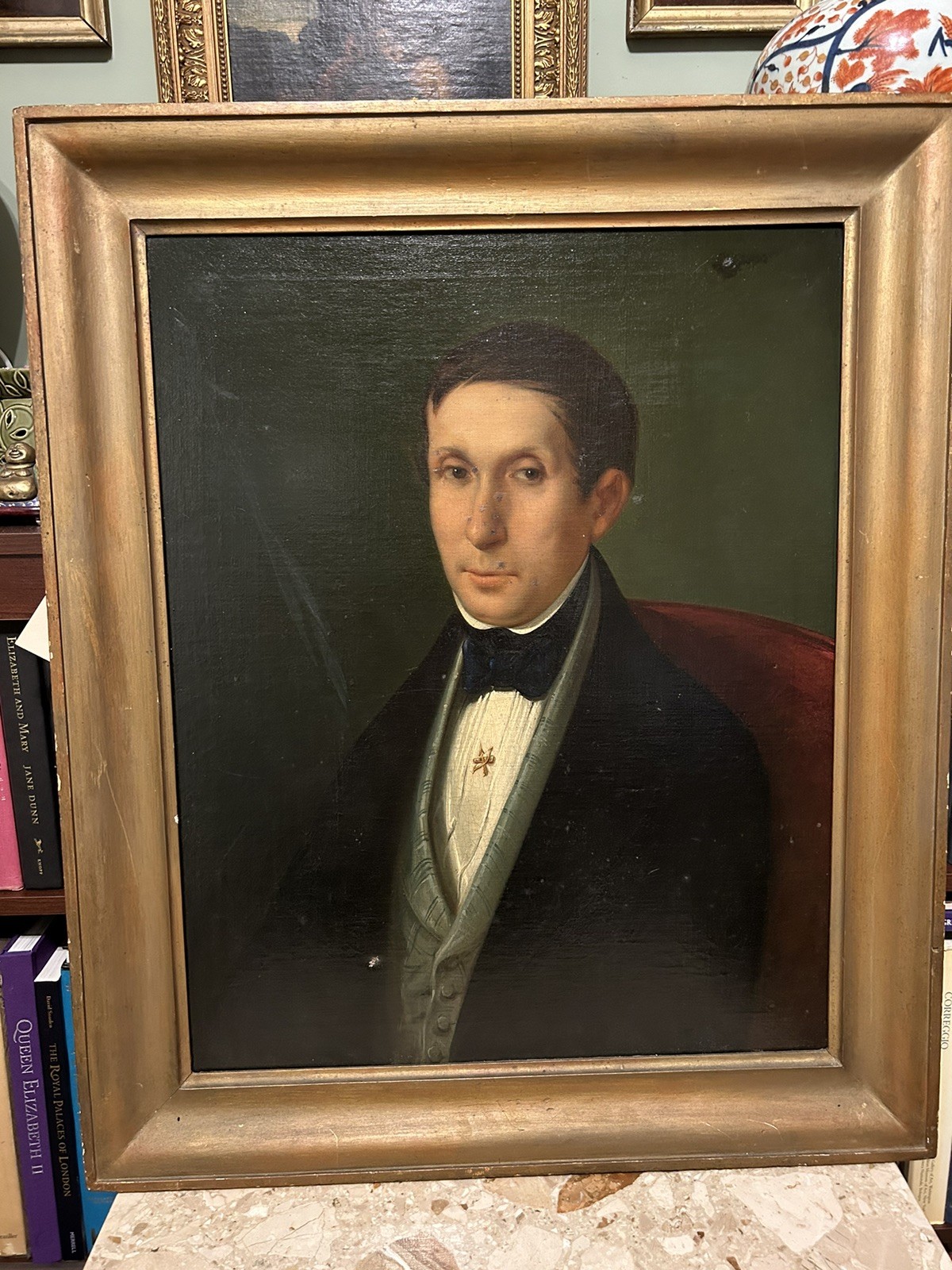 Antique PAIR of 19th Century Continental Portrait Paintings 1830s