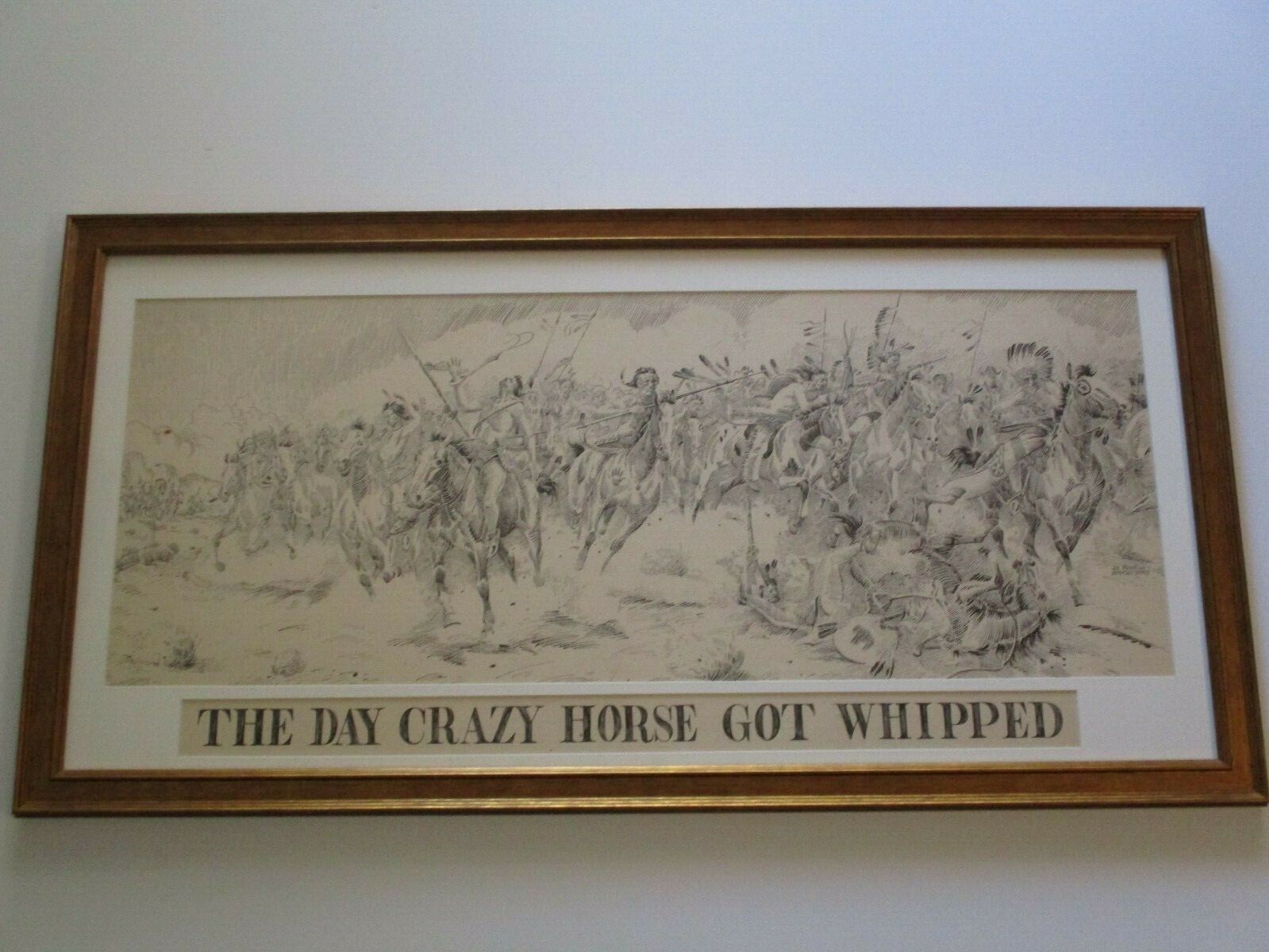 LARGE PUBLISHED NATIVE AMERICAN INDIAN COWBOY CRAZY HORSE DRAWING NAPOLETANO