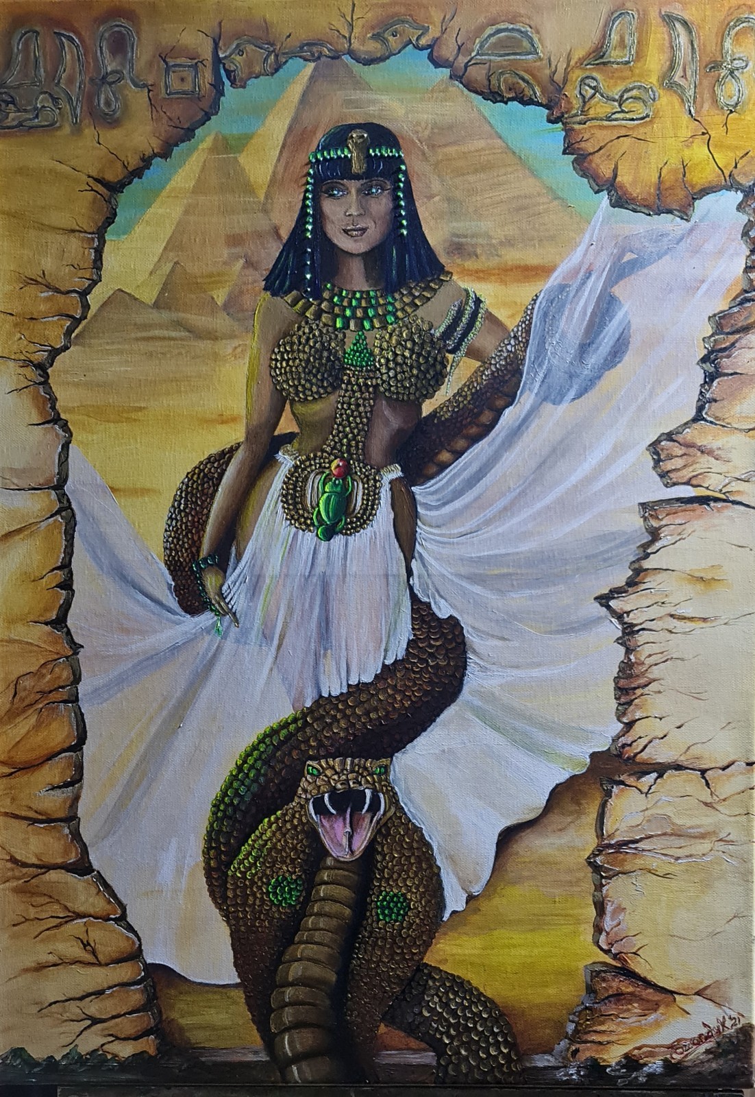 “Cleopatra Acrylic Painting – Egyptian Queen Art – 50×70 cm – Handmade Canvas Wa