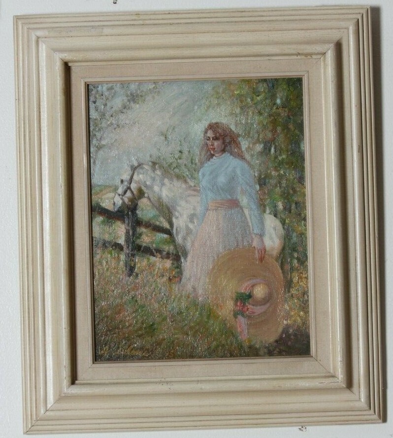 «Before the Ride» By Anthony Sidoni 1995 Signed Oil on Canvas 20 1/2″x17 1/2″