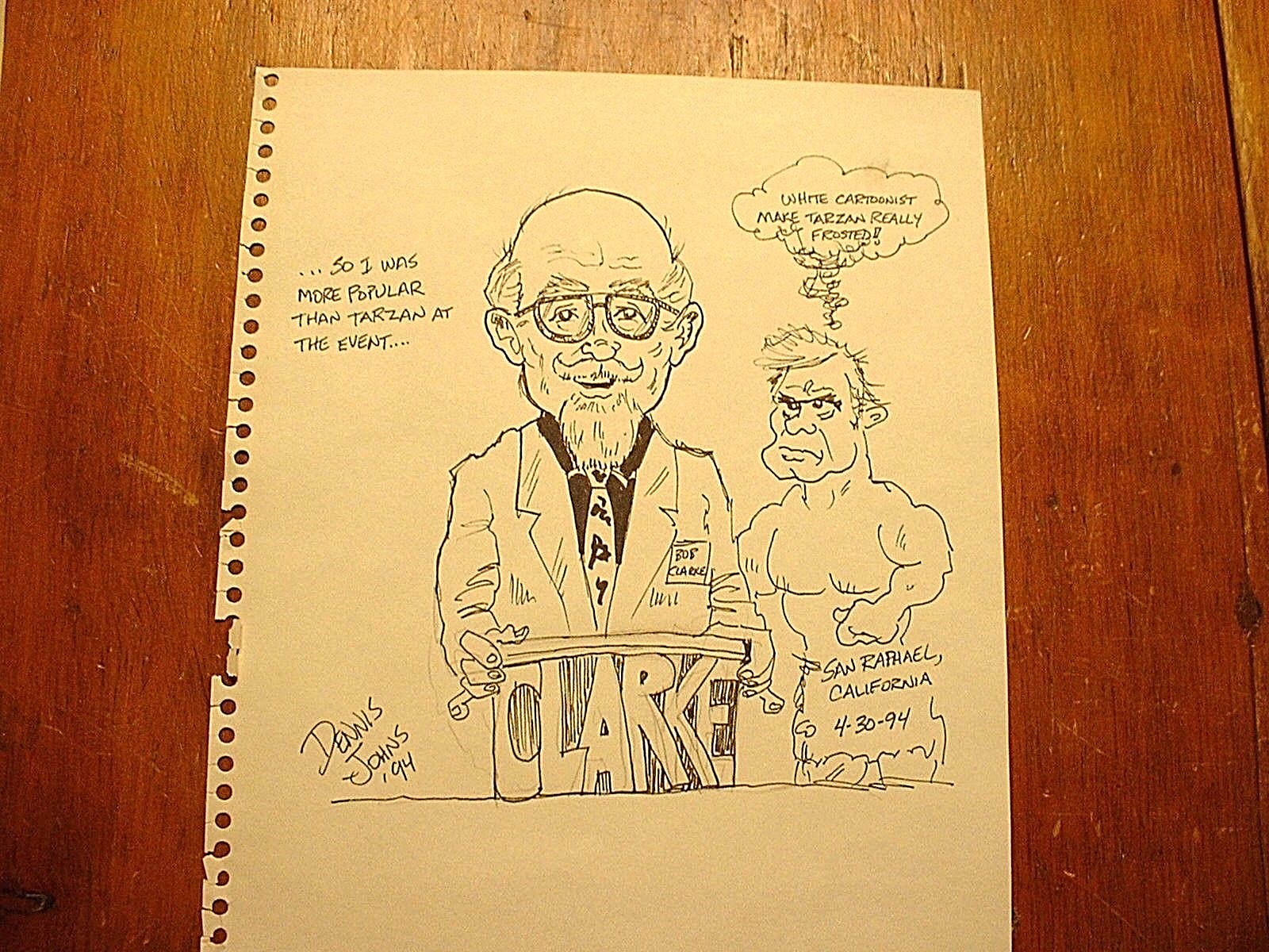 Ink Drawing by Artist Dennis Johns 1994 of MAD Magazine artist Bob Clarke #2